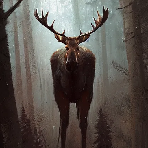 Image similar to moose human hybrid by greg rutkowski