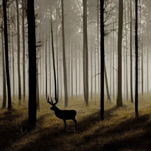 Image similar to a forest inside a deer silouette