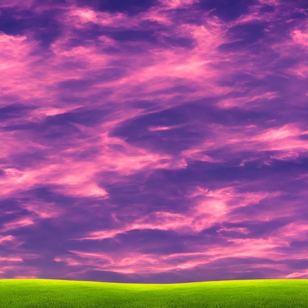 Prompt: Purple sky with windows xp background