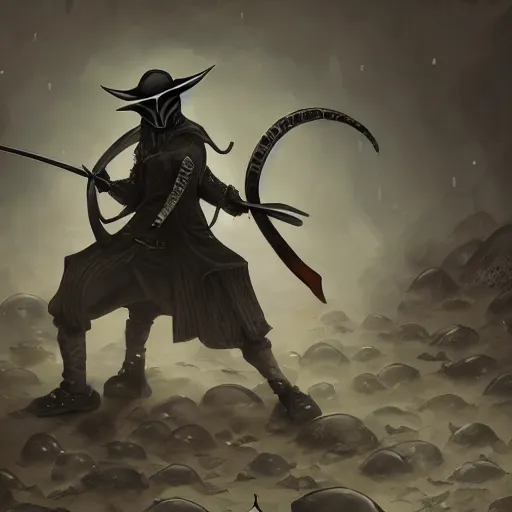 Image similar to plague doctor samurai, dynamic lighting, fantasy concept art, trending on art station, stunning visuals, creative, cinematic, ultra detailed, extreme detailed, 8 k, detailed