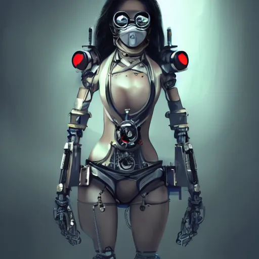 Image similar to concept art of asian female supermodel with robotic mask. steampunk vr googles. futuristic tokyo. anime and manga. comic style. artstation concept art, matte painting. ambient and neonoir mood.