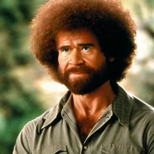 Image similar to A still of Bob Ross as Rambo in Rambo First Blood (1982)