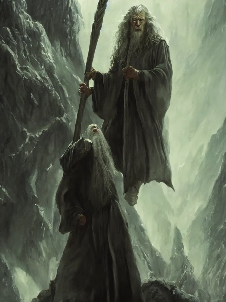 Image similar to film still of gandalf starring as the hulk, epic dark fantasy horror stylized oil painting by ivan shiskin. trending on artstation