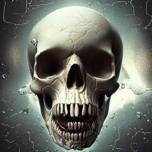 Image similar to portrait_of_a_melting_skull._intricate_abstract._intricate_artwork._by_Tooth_Wu_wlop_beeple_dan_mumford._octane_render_trending_on_artstat