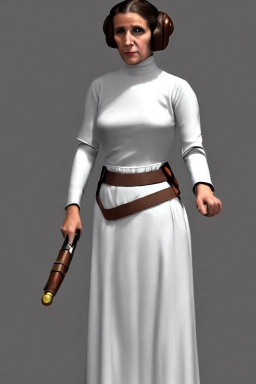 Image similar to digital full body portrait of young princess leia, a new hope, elegant