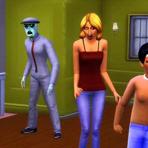 Prompt: the sims 2 0 0 1!!! pc game cursed!!! copy creepypasta!!! characters