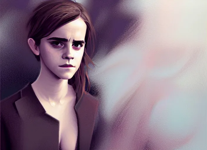Prompt: emma watson white dress girl chasing from grim reaper, messy hair, messy lines, scared face, dramatic situation, specular reflection, occlusion shadow, intricate, bokeh, by ilya kuvshinov and jeremy lipking and quentin mabille