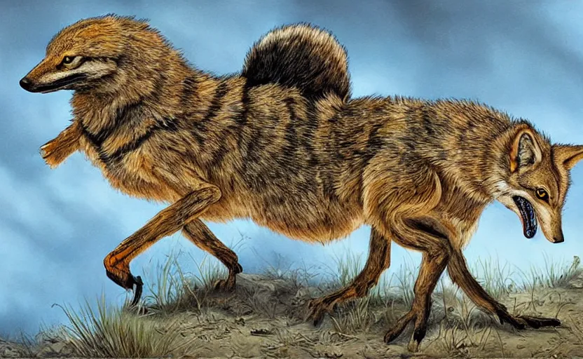 Image similar to scorpion-tailed coyote, fantasy art