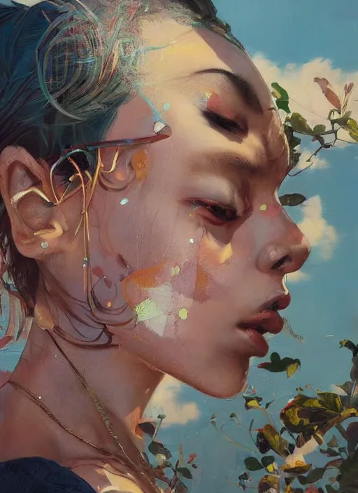 Prompt: beautiful painting scene of Hiphop summer day, by Kenne Gregoire, James Jean, Tran Nguyen, WLOP, Jakub Rebelka. trending on Artstation, 8k, masterpiece, face enhance, graffiti paint, fine detail, full of color, intricate detail, golden ratio illustration