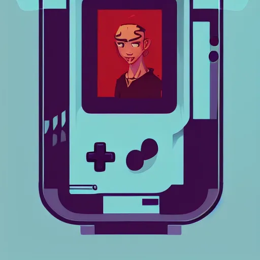 Image similar to face icon stylized minimalist game boy sp, loftis, cory behance hd by jesper ejsing, by rhads, makoto shinkai and lois van baarle, ilya kuvshinov, rossdraws global illumination