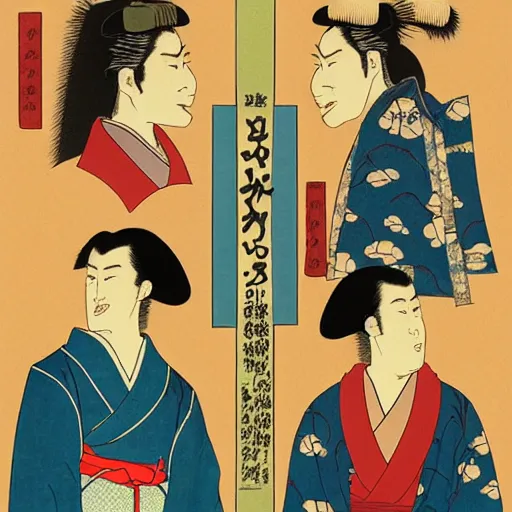 Image similar to weezer blue album cover, ukiyo - e style