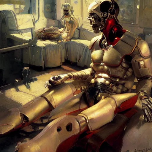 Prompt: human cyborg, sunny, painting by gaston bussiere, craig mullins, j. c. leyendecker