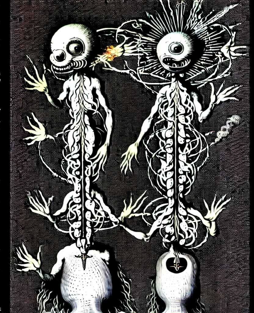 Image similar to whimsical freaky creature sings a unique canto about'as above so below'being ignited by the spirit of haeckel and robert fludd, breakthrough is iminent, glory be to the magic within