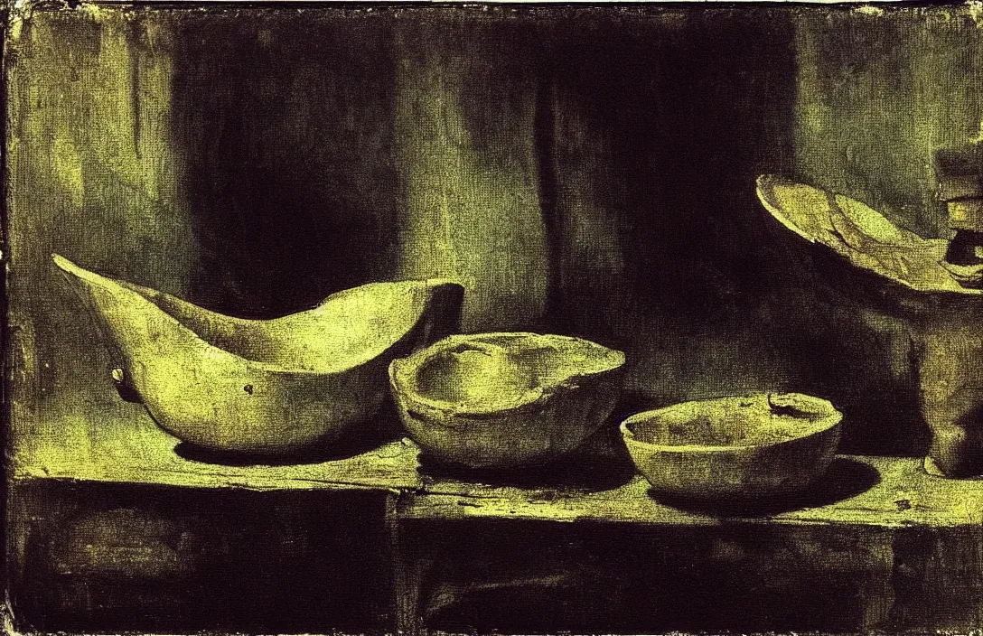 Prompt: meticulous technique convey objects with unprecedented and convincing realism perfectly shaped bowl general harangues the troops symbolic intact flawless ambrotype from 4 k criterion collection remastered cinematography gory horror film, ominous lighting, evil theme wow photo realistic postprocessing implicit link is made between a painting requires a little mystery, some vagueness, and some fantasy. edgar degas