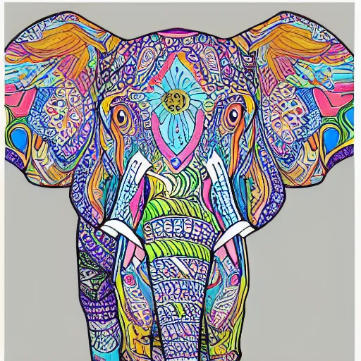 Prompt: Playful Patterns Coloring Book elephant