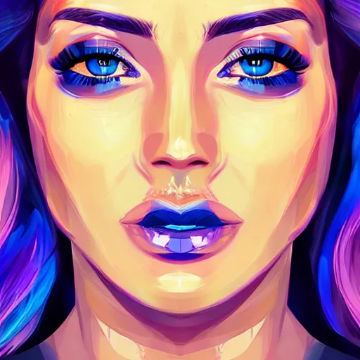 Prompt: electric woman, cute - fine - face, pretty face, oil slick hair, realistic shaded perfect face, extremely fine details, realistic shaded lighting, dynamic background, by alena aenami, artgerm