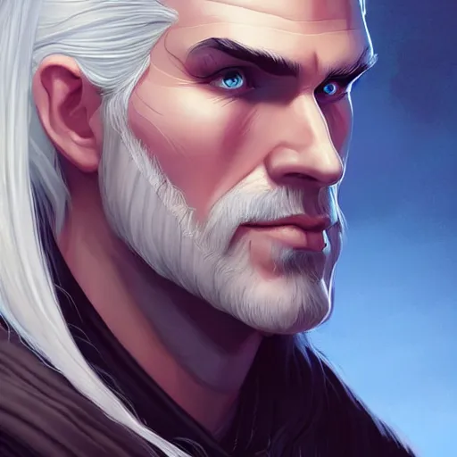 Image similar to a portrait of geralt of rivia, art by lois van baarle and loish and ross tran and rossdraws and sam yang and samdoesarts and artgerm and saruei and disney, digital art, highly detailed, intricate, sharp focus, trending on artstation hq, deviantart, unreal engine 5, 4 k uhd image