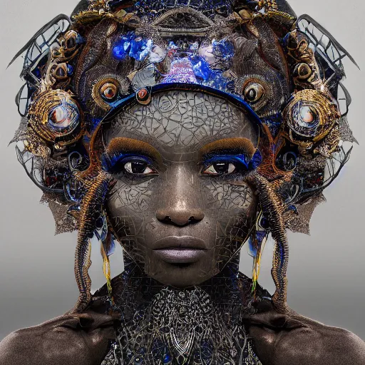 Image similar to professional photograph portrait of African Elvin princess, fantasy surrealism, intricate complexity, manga styling, intricate complexity, subsurface scatter, drum scanner, 8k render