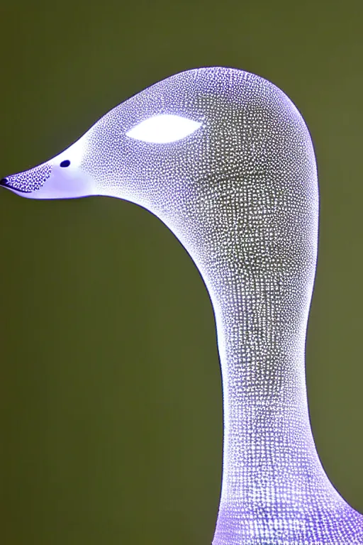 Image similar to led light in goose form, 3 5 mm, close - up, design forms, intricate details. front on, symmetrical.