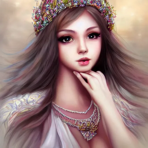 Image similar to realistic beautiful gorgeous natural cute, fantasy, elegant, lovely, princess girl, art drawn full hd, 4 k, highest quality, in artstyle by professional artists wl