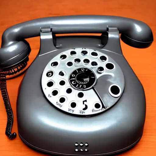 Prompt: a rotary phone from the 9 0 s that looks like an eggplant, realistic