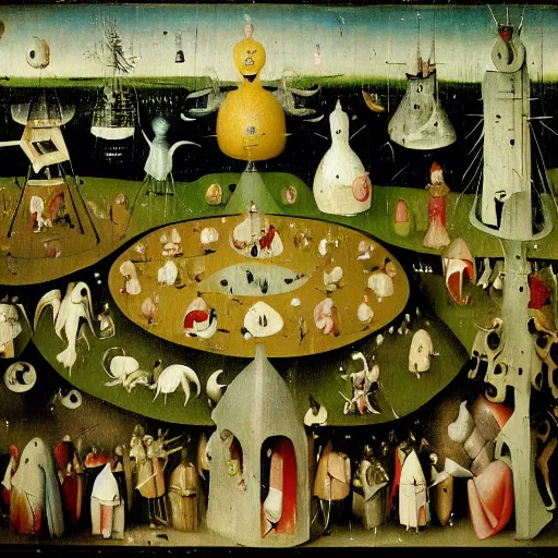 Image similar to garden of artificial intuition. hieronymus bosch.