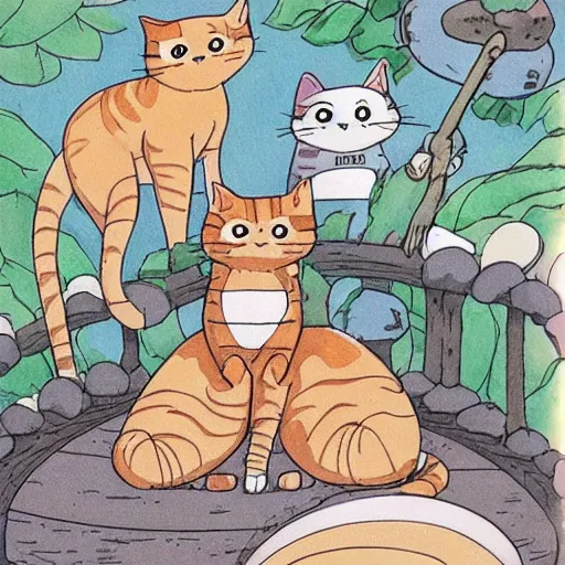 Image similar to cute cat in the studio ghibli style