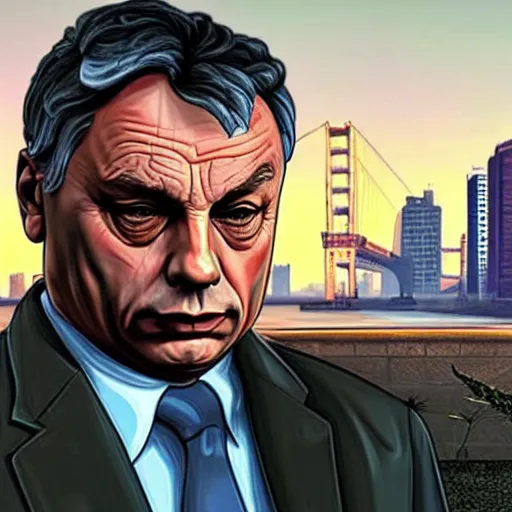 Image similar to Viktor Orbán in GTA V cover art