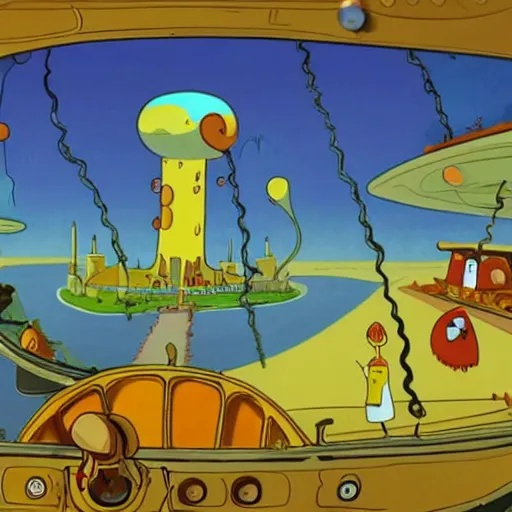 Image similar to a screenshot from adventure time by Salvador dali