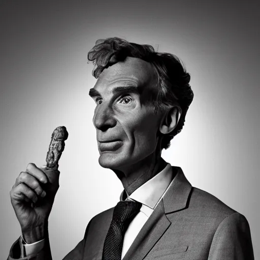 Prompt: bill nye the science guy launching a nuclear bomb, by michelangelo but as photography, looking enlightened, 4k, photography, detailed, detailed face, sharp, cinematic lighting