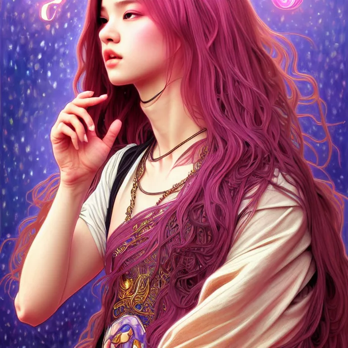 Image similar to jossi of blackpink, king, tarot card, highly detailed, digital painting, smooth, sharp focus, illustration, ultra realistic, 8 k, art by artgerm and alphonse mucha