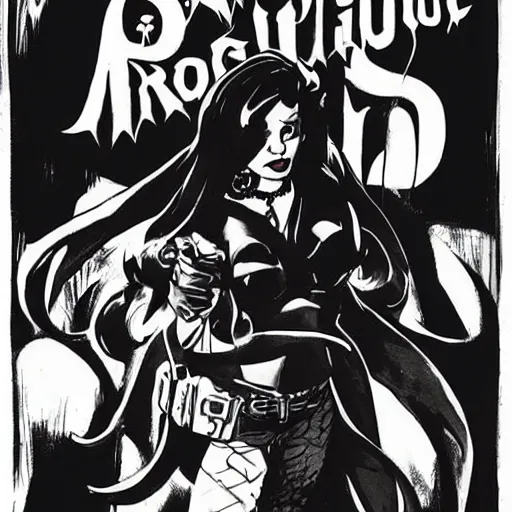 Image similar to An devious looking rogue, smiling. Dark Fantasy, Film Noir, Black and White. High Contrast, Mike Mignola