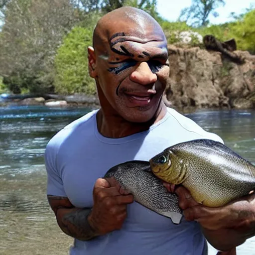 Prompt: mike tyson with a fish body