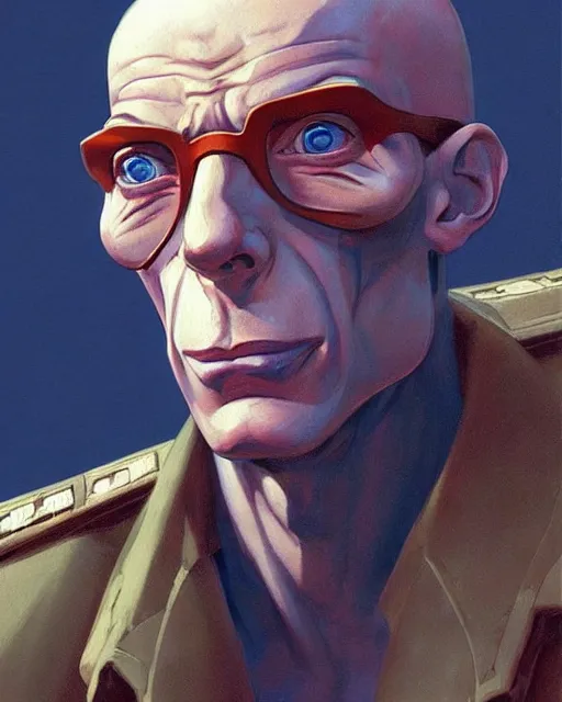 Image similar to michel foucault. 1 9 8 0 s dystopian soviet russia, propaganda screens. unreal engine, fantasy art by jesper ejsing. faithfully depicted facial expression, perfect anatomy global illumination, radiant light, detailed and intricate environment