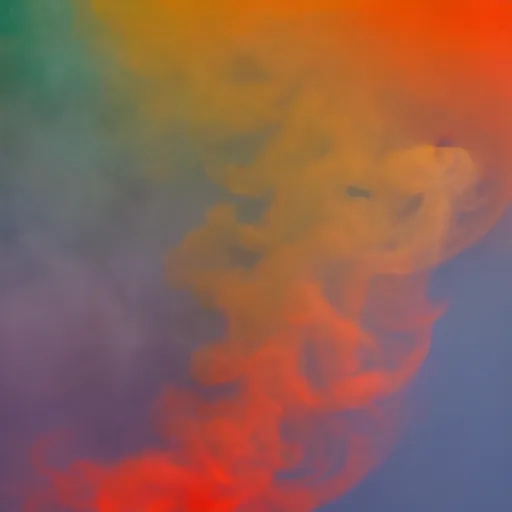 Prompt: multi color smoke, smoke has the shape of a small ( outstretched ribbed wings and head of an ancient dragon ), billowy, hdr, 8 k, 4 k