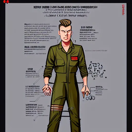 Image similar to character concept art of heroic stoic emotionless butch blond handsome woman engineer with very short slicked - back butch hair, narrow eyes, wearing atompunk jumpsuit, retrofuture, science fiction, mike mignogna, digital art