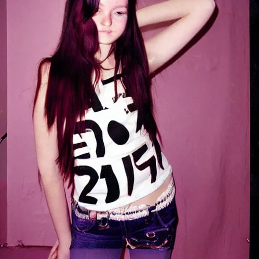 Image similar to 2 0 0 4 photograph, edgy 1 7 - year - old girl in her room, 2 0 0 4, y 2 k fashion, punk girl, mallcore girl