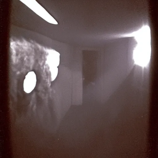 Image similar to grainy photo of the planet earth as a creepy monster in a closet, harsh flash