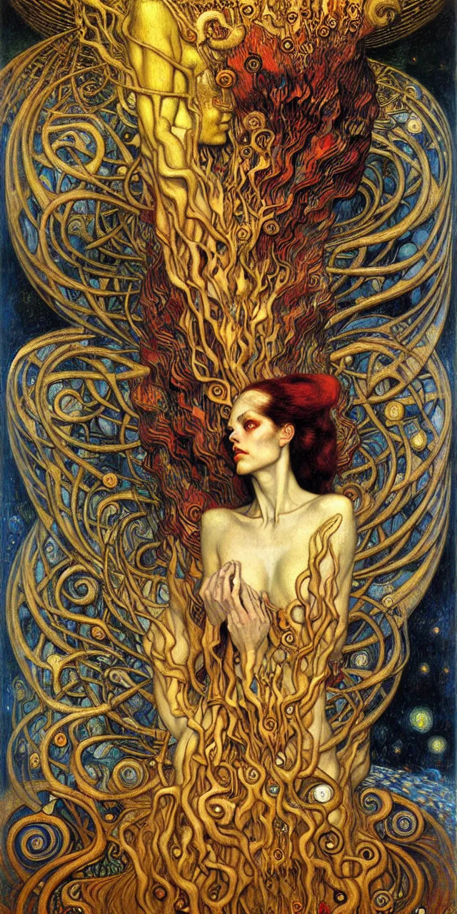 Image similar to Divine Chaos Engine by Karol Bak, Jean Delville, William Blake, Gustav Klimt, and Vincent Van Gogh, symbolist, visionary