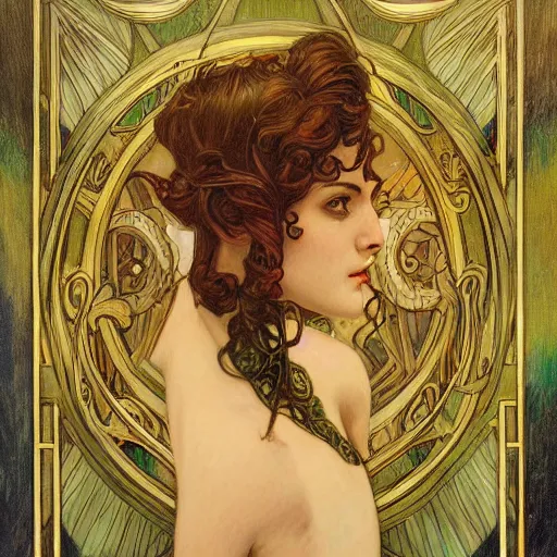 Image similar to an art nouveau painting in the style of donato giancola, and in the style of charlie bowater, and in the style of stephen bauman. symmetry, smooth, sharp focus, semi - realism, intricate detail.