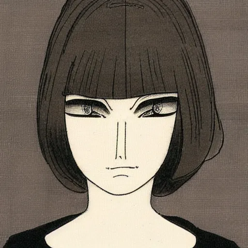 Prompt: Female Portrait, by Osamu Tezuka.