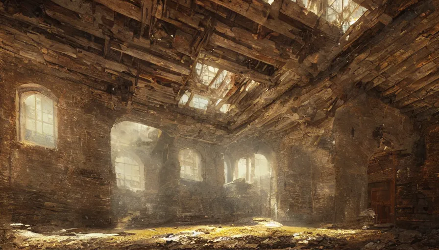 Prompt: a beautiful painting of of an old abandoned 1 8 0 0's century gold mineshaft with exposed beams by greg rutkowski and kalin popov, trending on artstation, masterpiece,