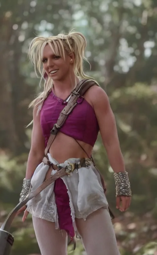 Prompt: britney spears as marle from chrono trigger live - action movie, stunning photo, cinematic, 8 k, movie still