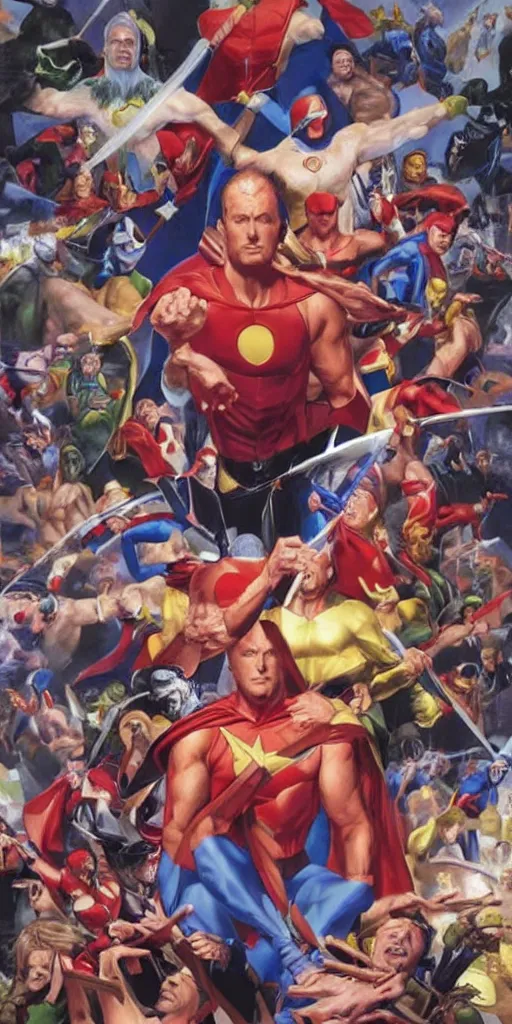 Image similar to A Kingdom Come cover by Alex Ross, oil painting