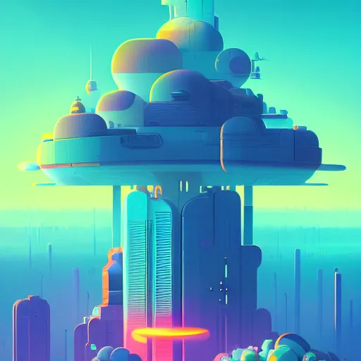 Prompt: solarpunk city in the clouds by christopher balaskas and anton fadeev and dan mumford and beeple and norman rockwell, asymmetrical, asymmetry, hyperrealistic, high detail, ultra detailed, sharp focus, science, crisp edges, sharp edges, hdr, mist, reflections