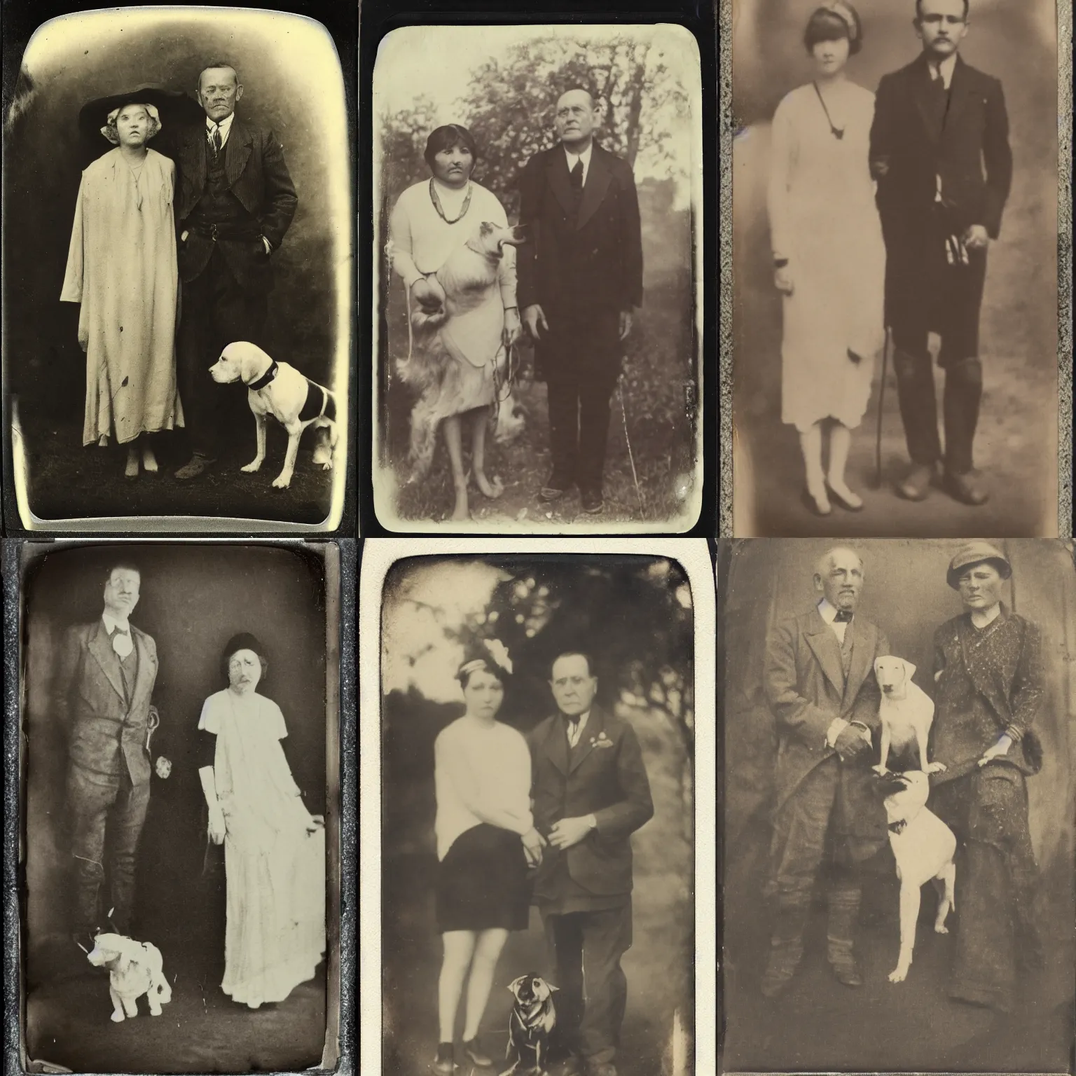 Prompt: by John Thomson of Duddingston a polaroid photo photograph photo taken with illford navajos giancana tintype photograph movie still 1926 ubu roi flickr contest winner an old photo of a man and woman with a dog