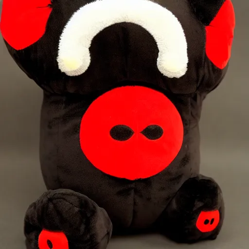 Image similar to cute fumo plush of a black and red monster, many eyes, kawaii, symmetry