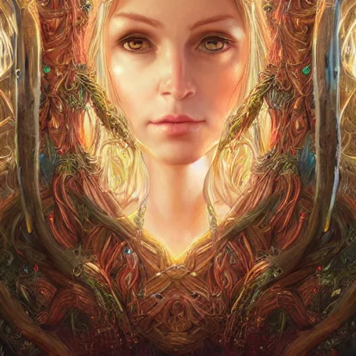 Image similar to portrait of a elven woman ( 3 5 ) from lothlorien, an oil painting by ross tran and thomas kincade