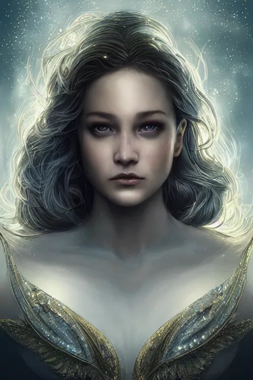 Image similar to Majestic and regal portrait of a female Starlight, DC universe, Perfect face, beautiful, intricate, epic, elegant, menacing, fantasy, highly detailed, digital painting, hard focus, beautiful volumetric lighting, epic light, ultra detailed, by Leesha Hannigan, Ross Tran, Thierry Doizon, Kai Carpenter, Ignacio Fernández Ríos