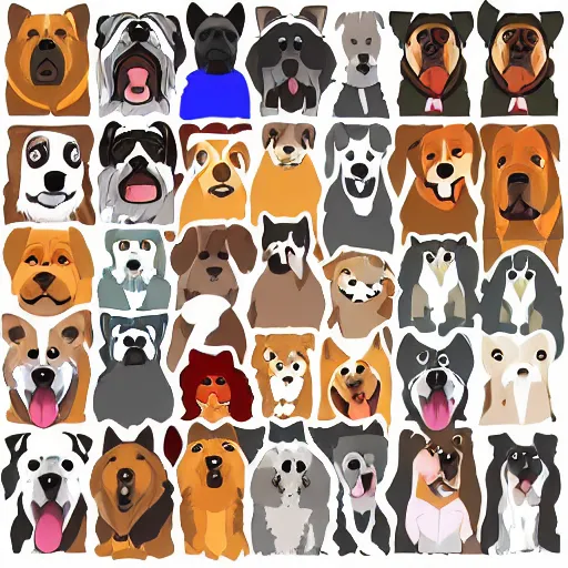 Image similar to A sticker pack of dogs, digital art, vector image, illustrator, 8k resolution